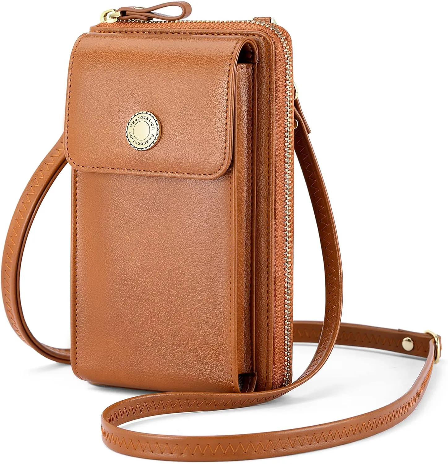Peacocktion RFID Crossbody Wallet Purse for Women Small Travel Cell Phone Purses Trendy Vegan Leather Bags with Card Slots