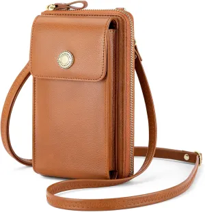 Peacocktion RFID Crossbody Wallet Purse for Women Small Travel Cell Phone Purses Trendy Vegan Leather Bags with Card Slots