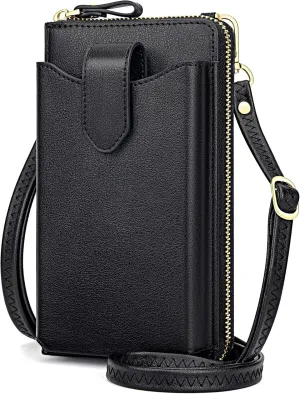 Peacocktion RFID Crossbody Wallet Purse for Women Small Travel Cell Phone Purses Trendy Vegan Leather Bags with Card Slots