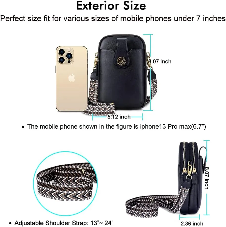 Peacocktion Small Crossbody Bags for Women, Leather RFID Cell Phone Purse, Trendy Travel Crossbody Purses with Zipper