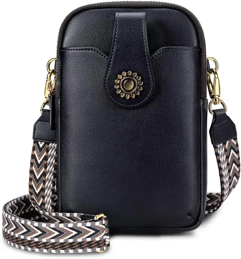 Peacocktion Small Crossbody Bags for Women, Leather RFID Cell Phone Purse, Trendy Travel Crossbody Purses with Zipper
