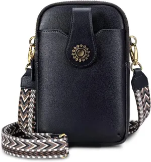 Peacocktion Small Crossbody Bags for Women, Leather RFID Cell Phone Purse, Trendy Travel Crossbody Purses with Zipper