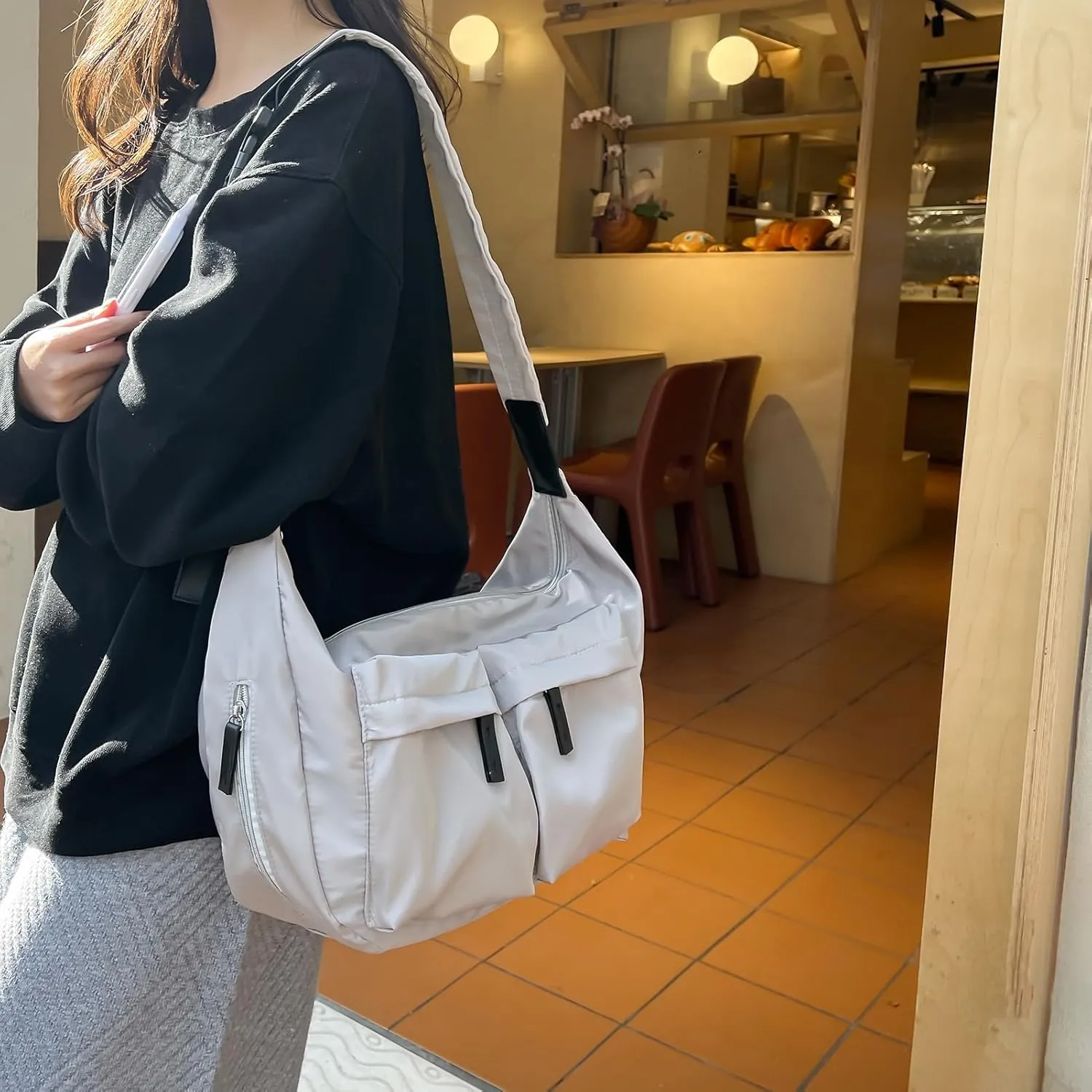 Phaoullzon Messenger Bag Crossbody Purse for Women Men Crescent Nylon Bags
