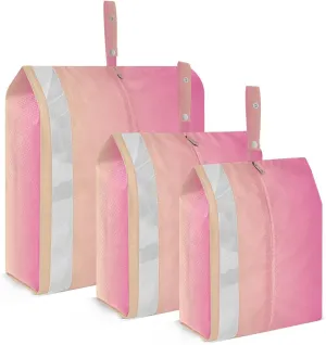 Pink Gradient Packing Cubes for Travel 3 Set Travel Compression Bags Luggage Organizer Bags for Vacation Clothes