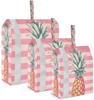 Pink Striped Pineapple Compression Packing Cubes 3 Set Travel Packing Cubes for Suitcases Organizer Bags Set for Carry on Suitcases