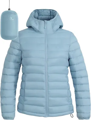 Pioneer Camp Women's Packable Puffer Jacket Winter Light Weight Water-Repellent Quilted Coat with Hood