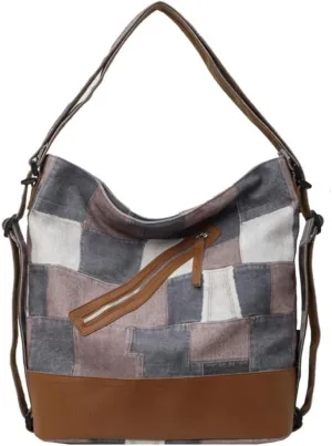 Plaid Shoulder Bag for Women Trendy Canvas Hobo Bucket Bag Large Casual Satchel Handbag Purse
