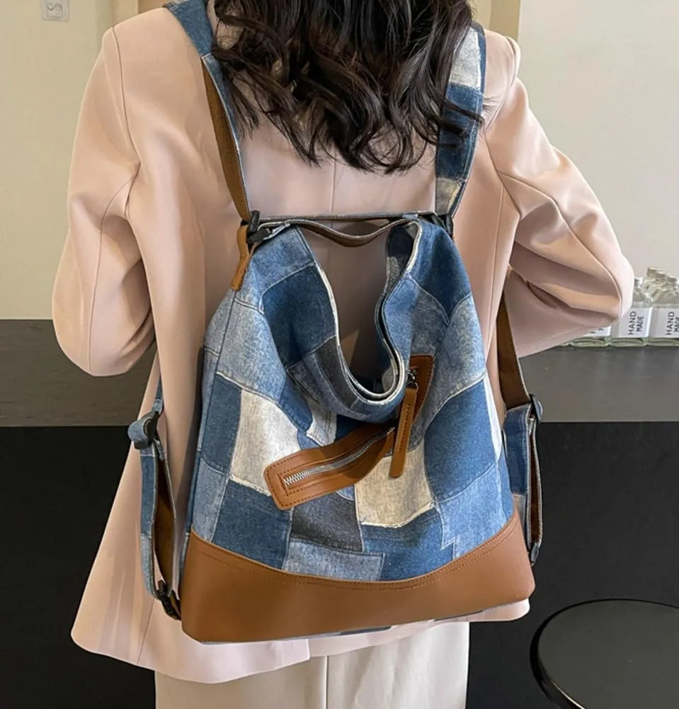 Plaid Shoulder Bag for Women Trendy Canvas Hobo Bucket Bag Large Casual Satchel Handbag Purse