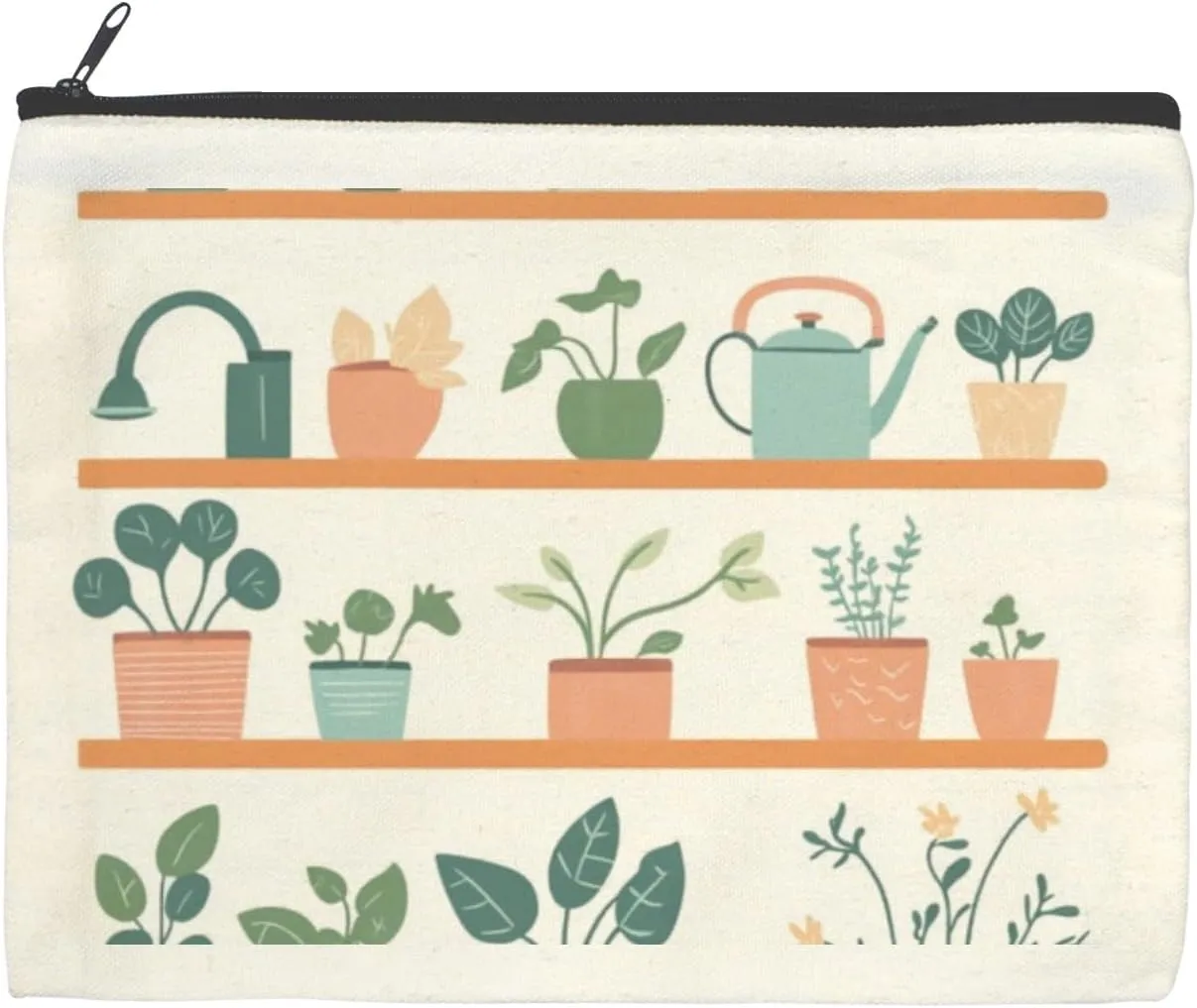 Plants Cute Gardening Makeup Bag for Purse Canvas Waterproof Cosmetic Bags for Women Zipper Travel Toiletry Makeup Bags