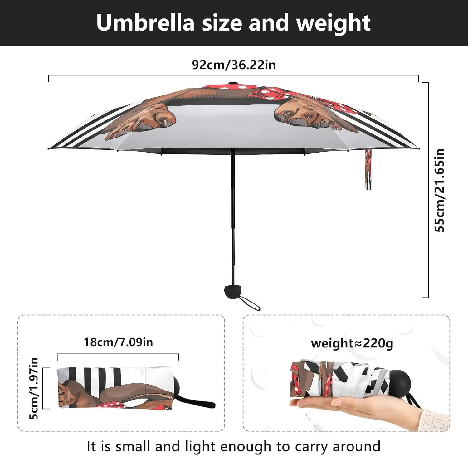 Pug Dog Driver Umbrellas for Rain Funny Travel Umbrella Windproof Small Folding Umbrella Mini Compact Umbrella for Purse Lightweight Pocket for women