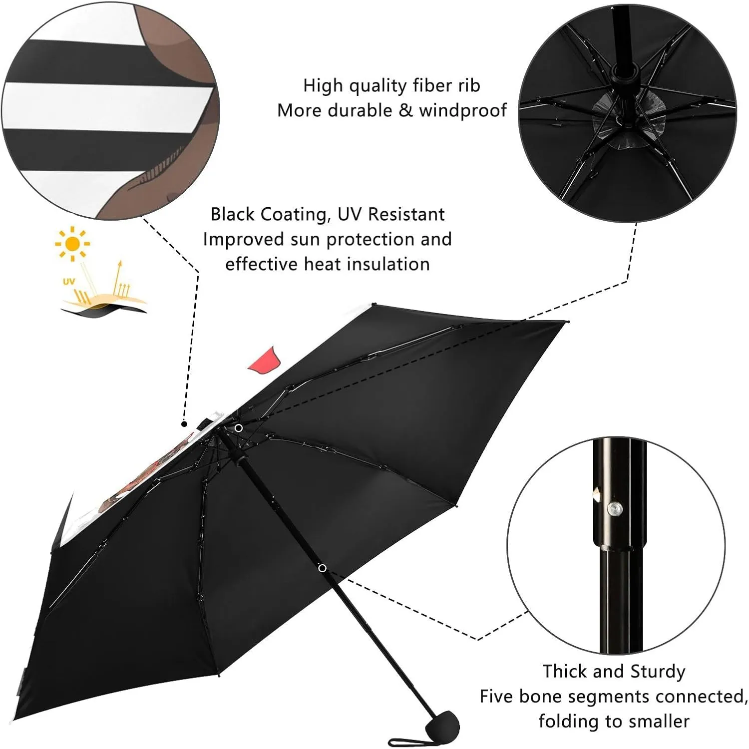 Pug Dog Driver Umbrellas for Rain Funny Travel Umbrella Windproof Small Folding Umbrella Mini Compact Umbrella for Purse Lightweight Pocket for women