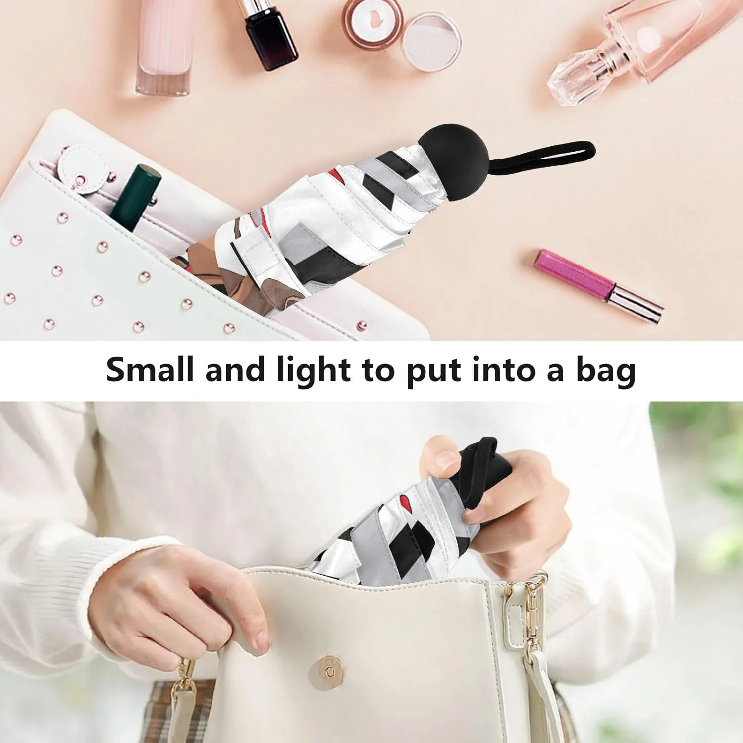 Pug Dog Driver Umbrellas for Rain Funny Travel Umbrella Windproof Small Folding Umbrella Mini Compact Umbrella for Purse Lightweight Pocket for women