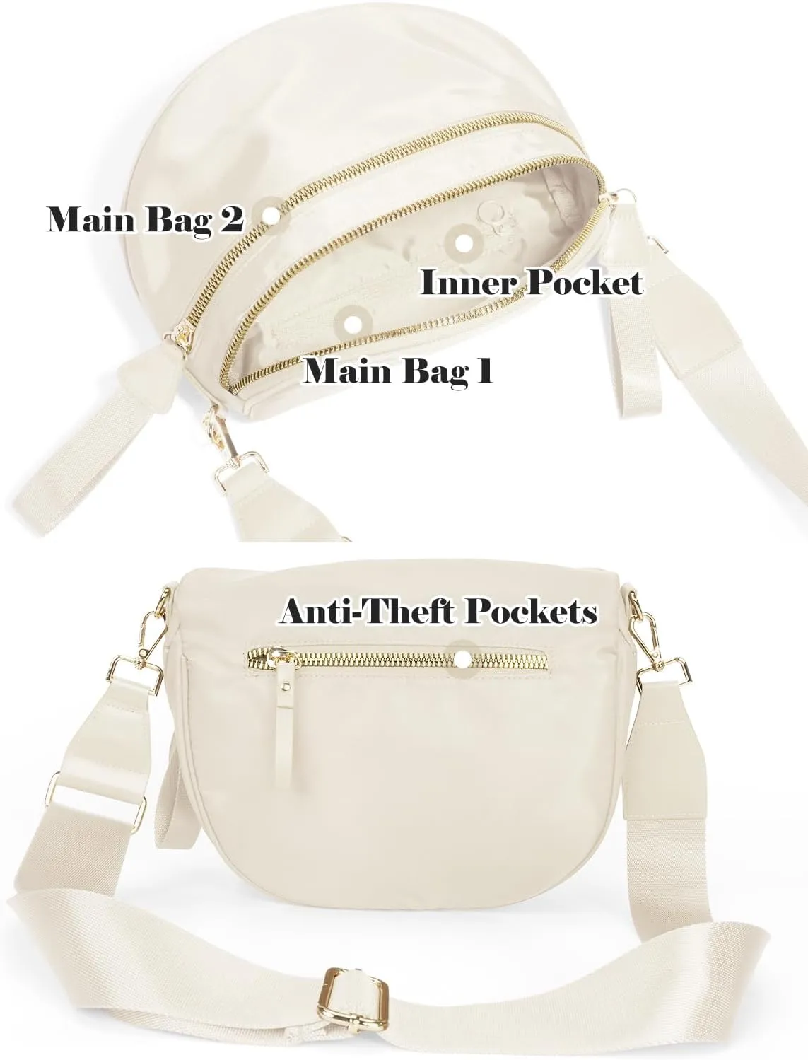 Pure Colour Crossbody Bag Bum Bag for Women,Spacious Purse Fanny Packs Belt Bag,Oversized Bum Bag (Colour Bum Bag-Beige)