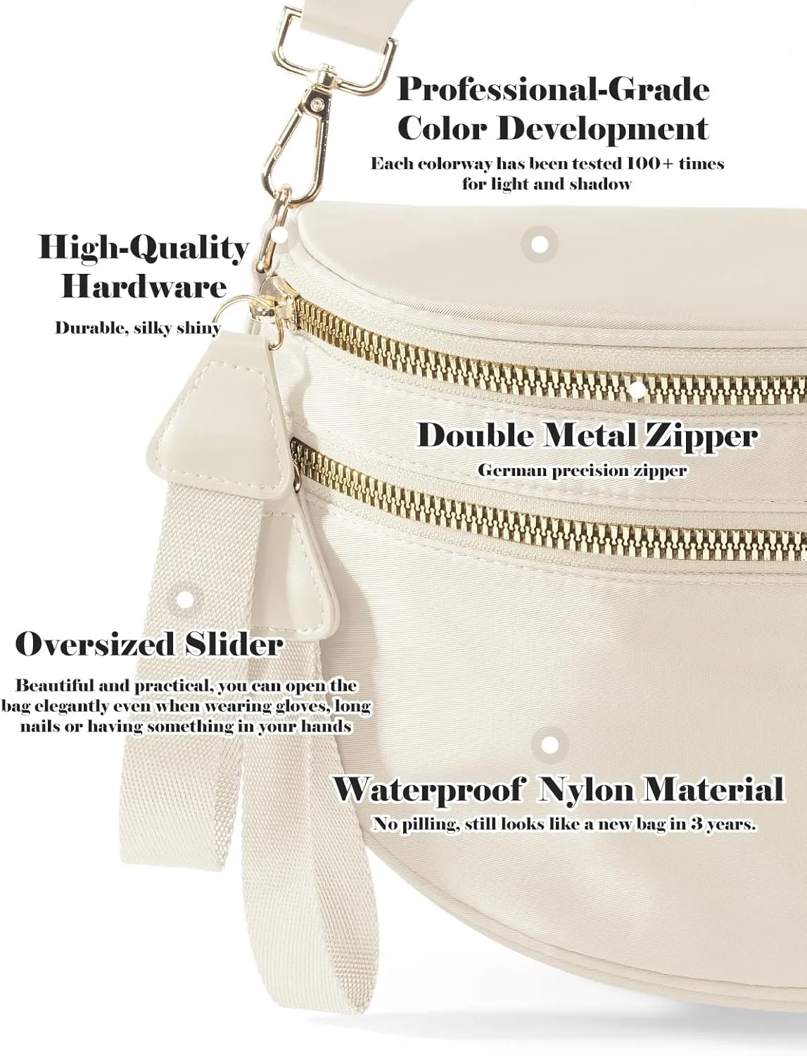 Pure Colour Crossbody Bag Bum Bag for Women,Spacious Purse Fanny Packs Belt Bag,Oversized Bum Bag (Colour Bum Bag-Beige)