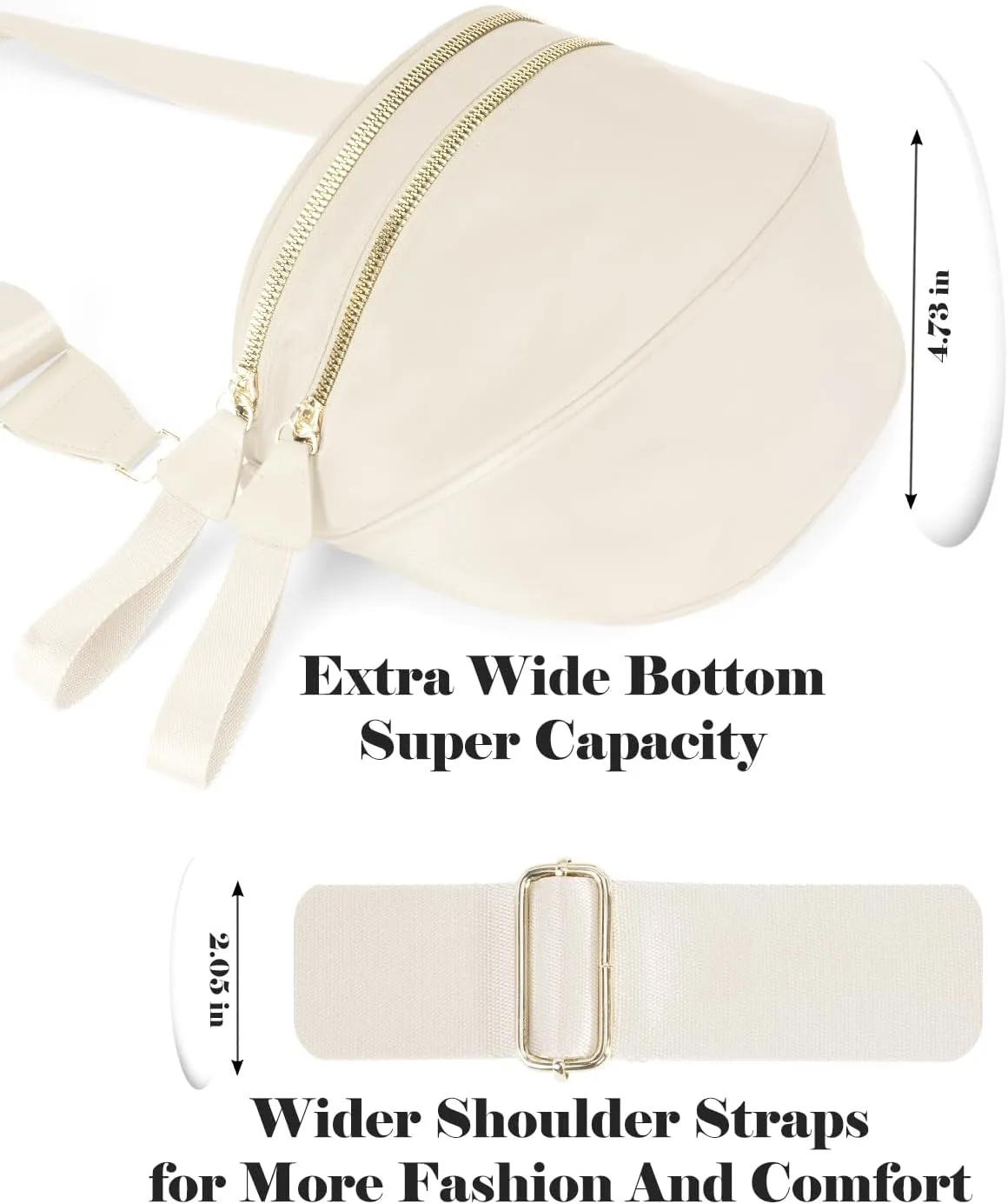 Pure Colour Crossbody Bag Bum Bag for Women,Spacious Purse Fanny Packs Belt Bag,Oversized Bum Bag (Colour Bum Bag-Beige)