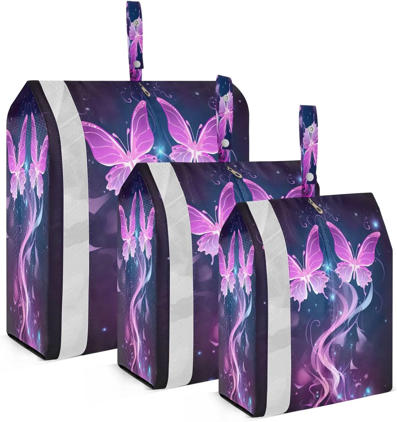 Purple Butterflies Magic Compression Packing Cubes 3 Set Travel Packing Cubes for Suitcases Organizer Bags Set for Women Men Travel Luggage
