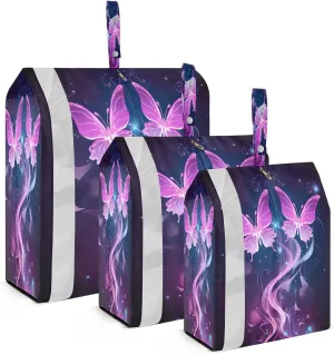 Purple Butterflies Magic Compression Packing Cubes 3 Set Travel Packing Cubes for Suitcases Organizer Bags Set for Women Men Travel Luggage