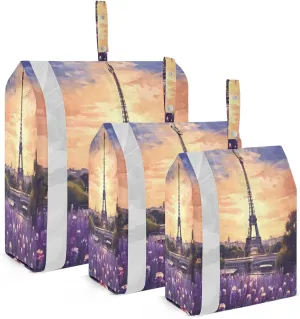 Purple Lavender Eiffel Tower Compression Packing Cubes Suitcase Organizer Bags Set for Travel Cubes for Travel Accessories and Essentials