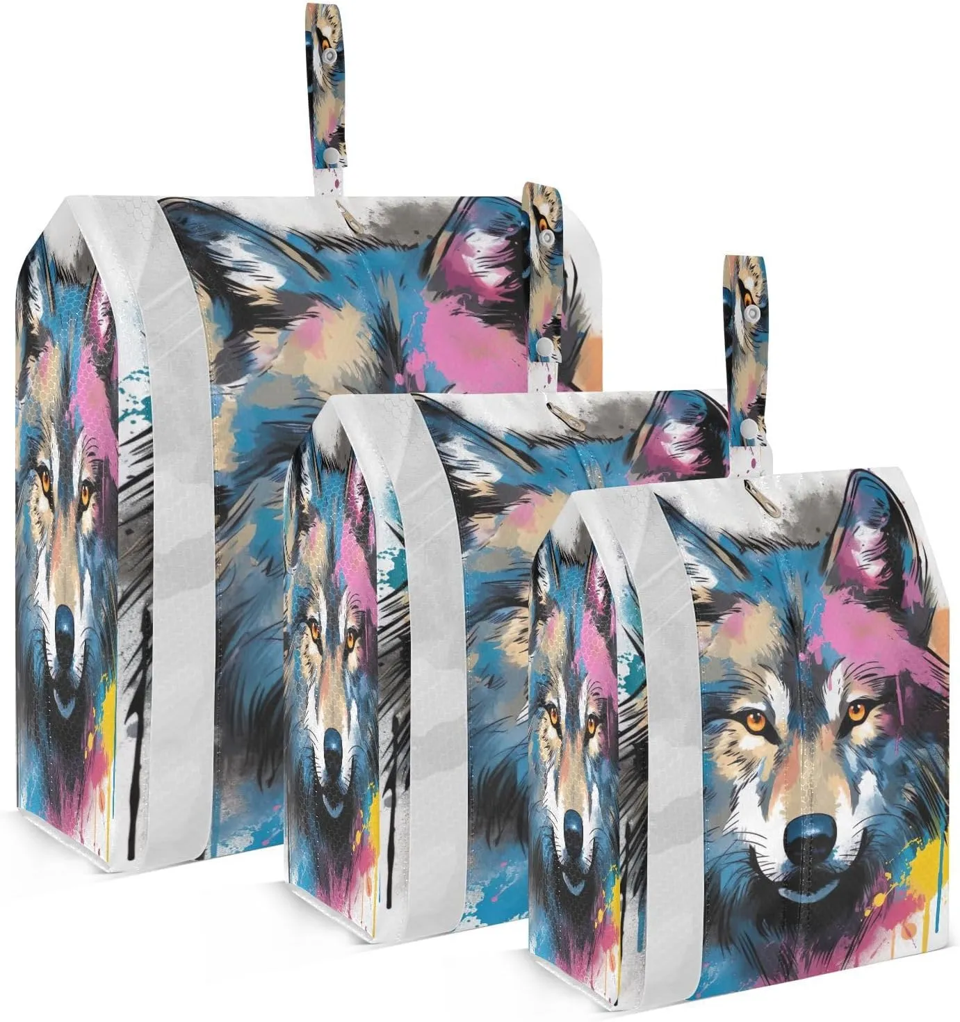 Rainbow Wolf Wildlife Compression Packing Cubes for Travel Packing Organizers Large Luggage Organizers Bags for Travel Accessories