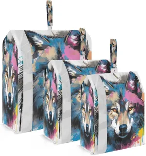 Rainbow Wolf Wildlife Compression Packing Cubes for Travel Packing Organizers Large Luggage Organizers Bags for Travel Accessories