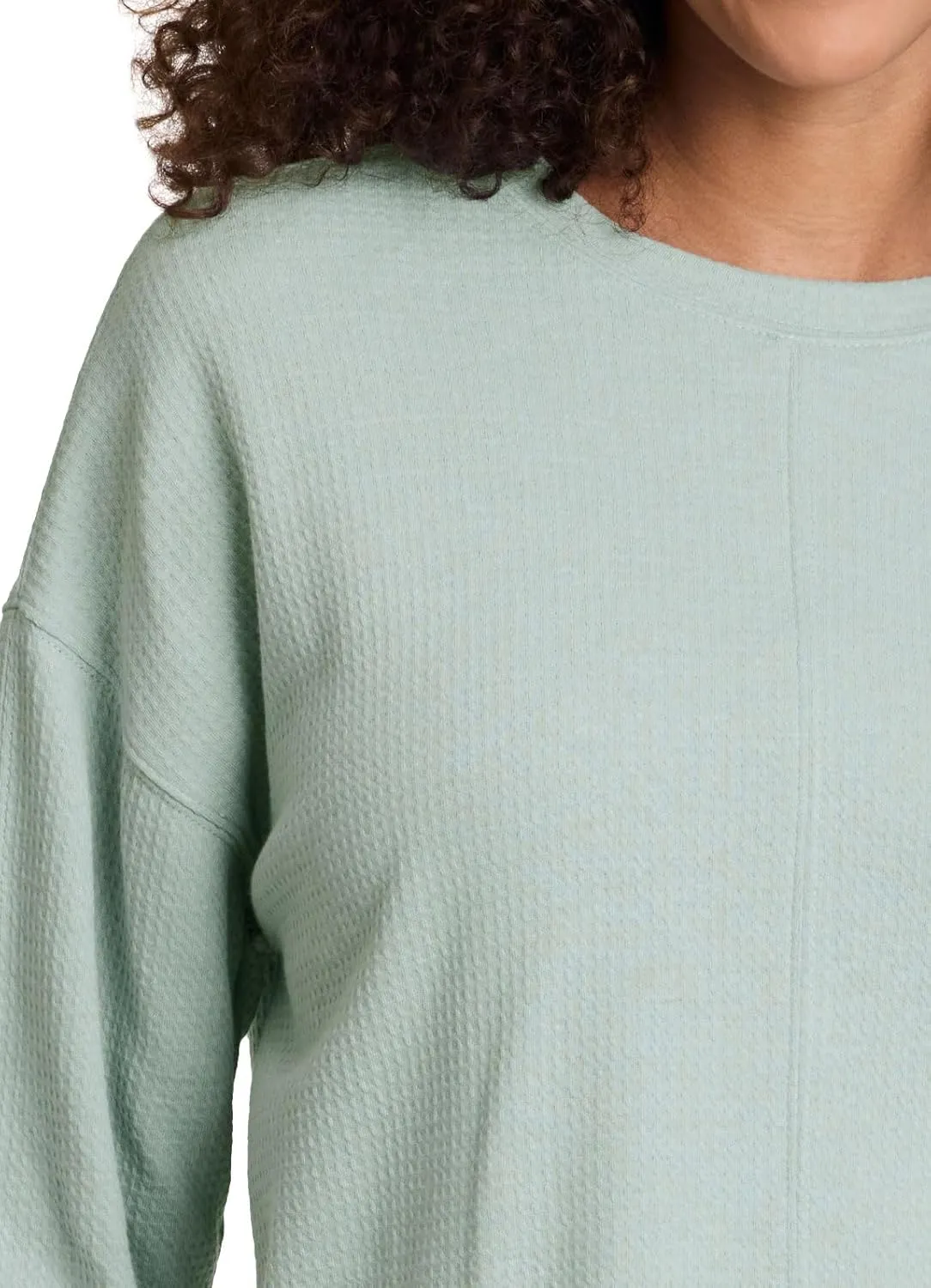RBX Women's Crewneck Pullover Buttery Soft Waffle Textured Long Sleeve Yoga Top Relaxed Fit Lightweight Peached Sweatshirt