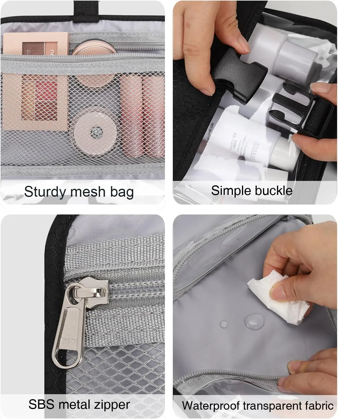 Relavel Travel Toiletry Bag for women with Detachable TSA Approved Toiletry Bag, Compact Hanging toiletry bag with Small Carry On 3-1-1 Clear Waterproof Travel Bags for Toiletries