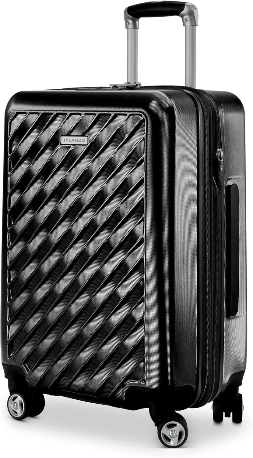 Ricardo Beverly Hills Melrose Hardside Expandable Luggage with Lightweight Construction for Smooth Traveling, Stylish, Durable, and Spacious, Men and Women, Black, Carry-On 20-Inch