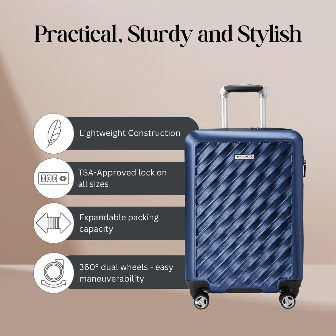 Ricardo Beverly Hills Melrose Hardside Expandable Luggage with Lightweight Construction for Smooth Traveling, Stylish, Durable, and Spacious, Men and Women, Prussian Blue, Check-In Medium 25-Inch