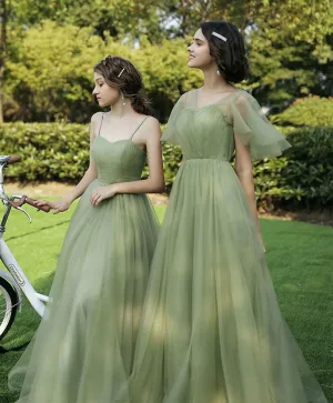 Sage Green Mismatched Tulle Bridesmaid Dresses