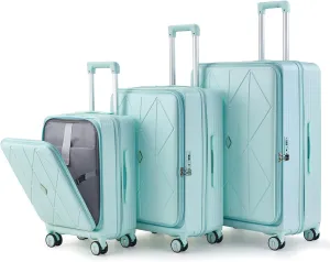 Secure and Spacious Luggage Set with Spinner Wheels, 3 Pieces (20/24/28), Expandable Lightweight Hard Shell in Mint Green
