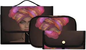 senya African American Girl Toiletry Bag Hanging Travel Makeup Bag 3 PCS, Portable Makeup Organizer Cosmetic Bag Clear