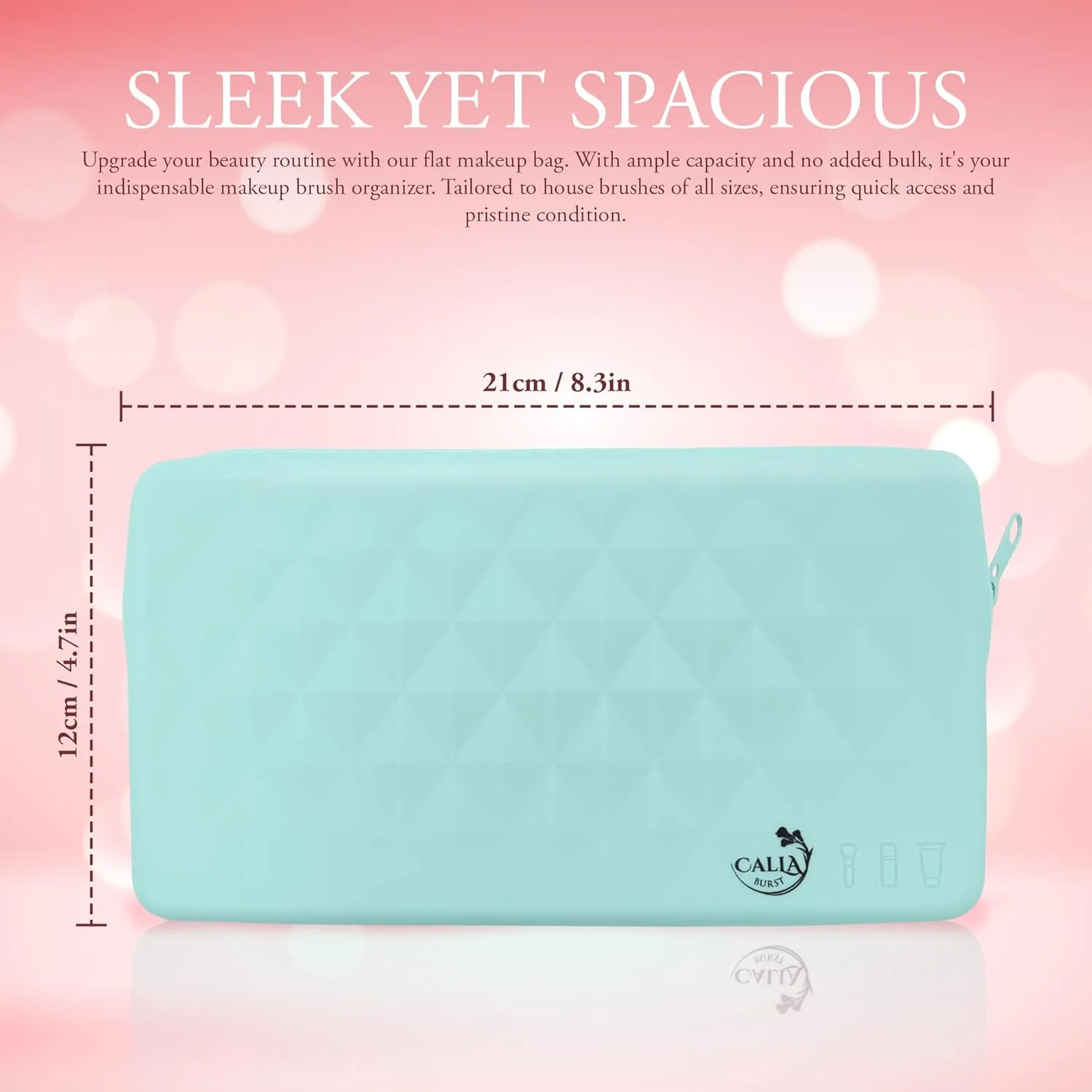 Silicone Makeup Bag - 8" x 4.5" Portable & Lightweight, Secure Closure, Spacious Cosmetic Organizer - Perfect for Travel Toiletry Bag for Women - Makeup Brush Holder Travel Pouch (Blue)