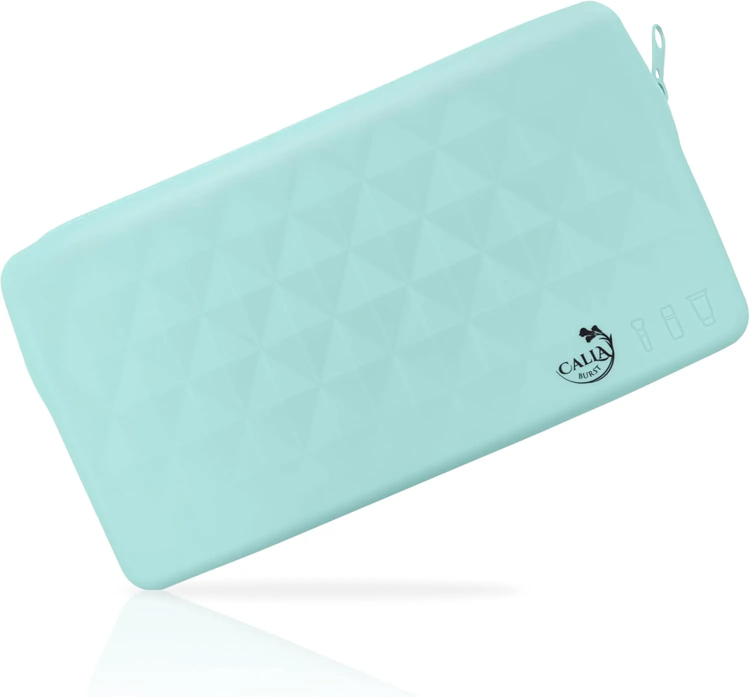 Silicone Makeup Bag - 8" x 4.5" Portable & Lightweight, Secure Closure, Spacious Cosmetic Organizer - Perfect for Travel Toiletry Bag for Women - Makeup Brush Holder Travel Pouch (Blue)