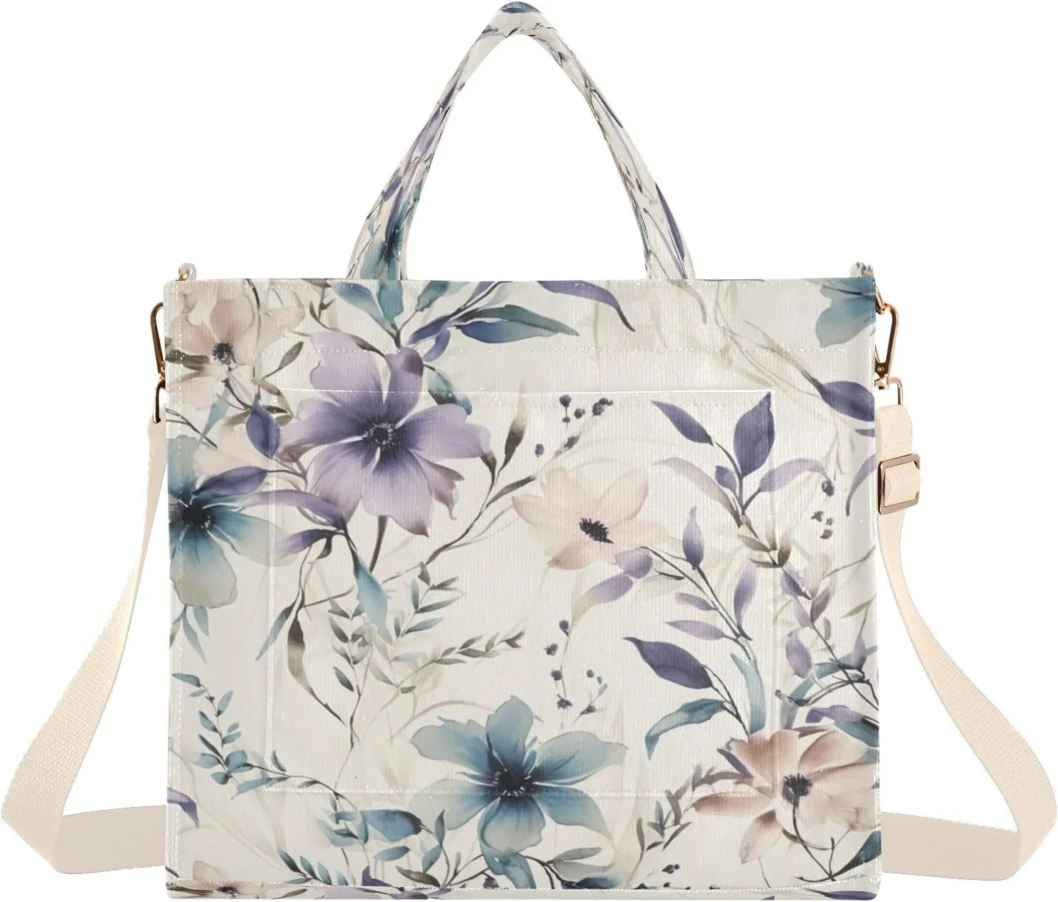 Simple Flowers Corduroy Tote Bag for Women Hobo Crossbody Bag Purse Stylish Shoulder Handbag Messenger Bags, S