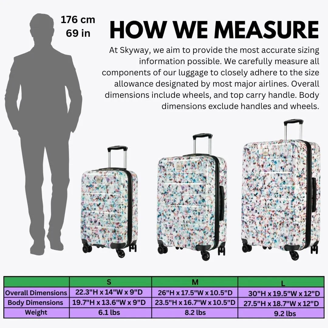 Skyway Epic 2.0 Hardside Lightweight and Durable ABS Shell Luggage, Spacious with Dual Spinning Wheels, Comfort Grip, Men and Women, Carry-On 20-Inch, Confetti