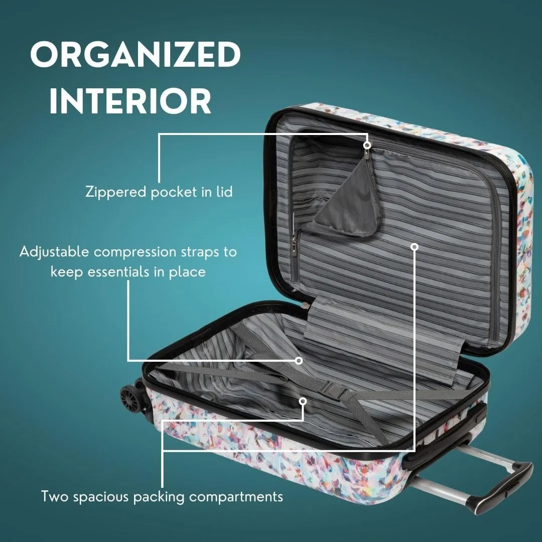 Skyway Epic 2.0 Hardside Lightweight and Durable ABS Shell Luggage, Spacious with Dual Spinning Wheels, Comfort Grip, Men and Women, Carry-On 20-Inch, Confetti