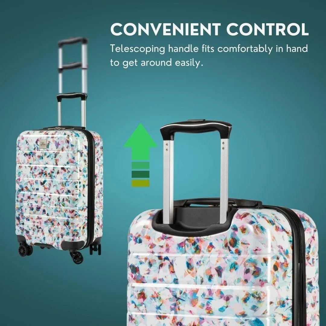 Skyway Epic 2.0 Hardside Lightweight and Durable ABS Shell Luggage, Spacious with Dual Spinning Wheels, Comfort Grip, Men and Women, Carry-On 20-Inch, Confetti