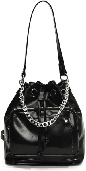 Slouchy PU Leather Bucket Hobo Bags Women Trendy Crescent Crossbody Purse Top-handle Shoulder Satchels Bag Tote Handbag