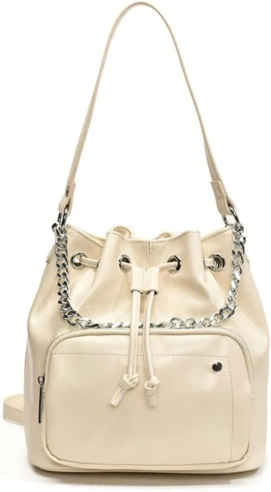 Slouchy PU Leather Bucket Hobo Bags Women Trendy Crescent Crossbody Purse Top-handle Shoulder Satchels Bag Tote Handbag