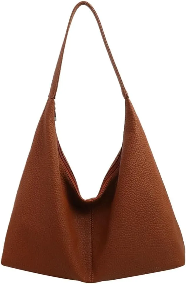 Slouchy PU Leather Crescent Hobo Bags Women Crossbody Purse Trendy Shoulder Bag Top-handle Satchels Travel Tote Handbag