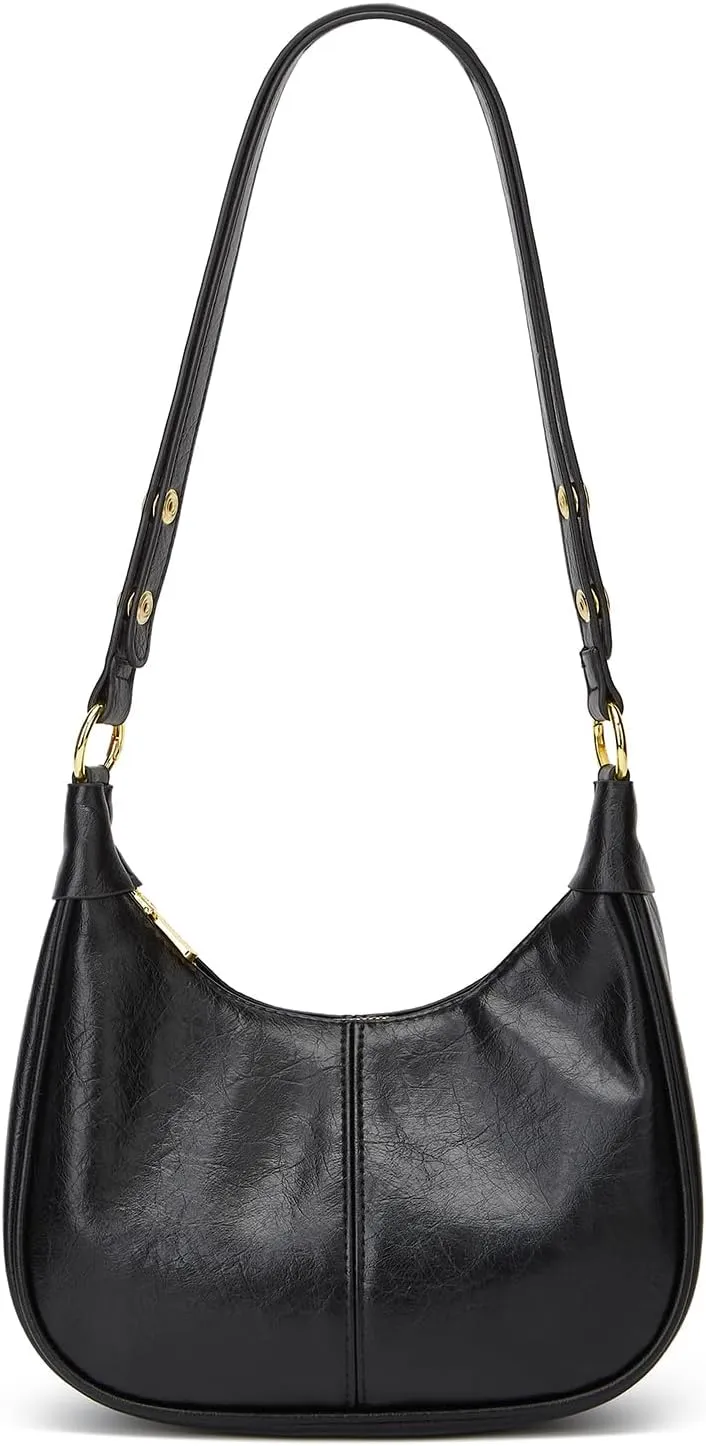 Slouchy PU Leather Crescent Hobo Bags Women Trendy Mini Shoulder Bag Crossbody Phone Purse Top-handle Satchels Tote Handbag