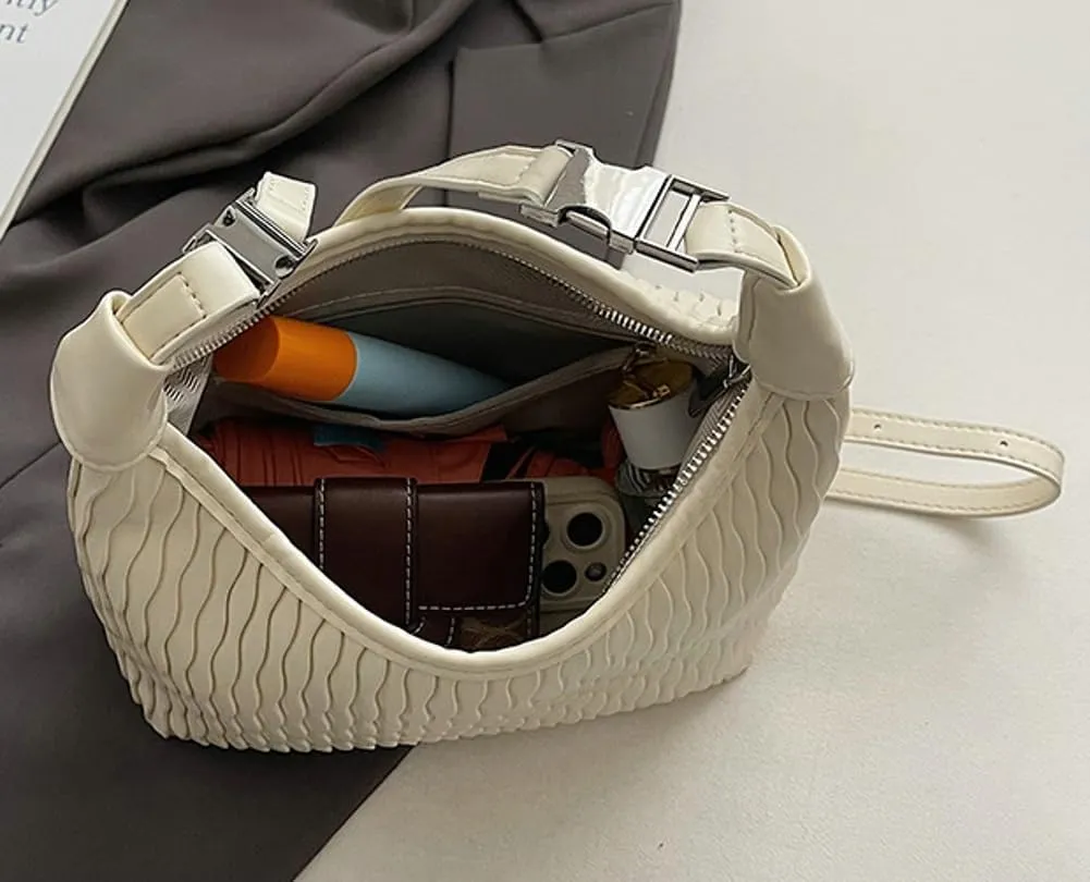 Slouchy PU Leather Crescent Hobo Bags Women Trendy Underarm Shoulder Bag Top-Handle Tote Handbag Cute Crossbody Purse