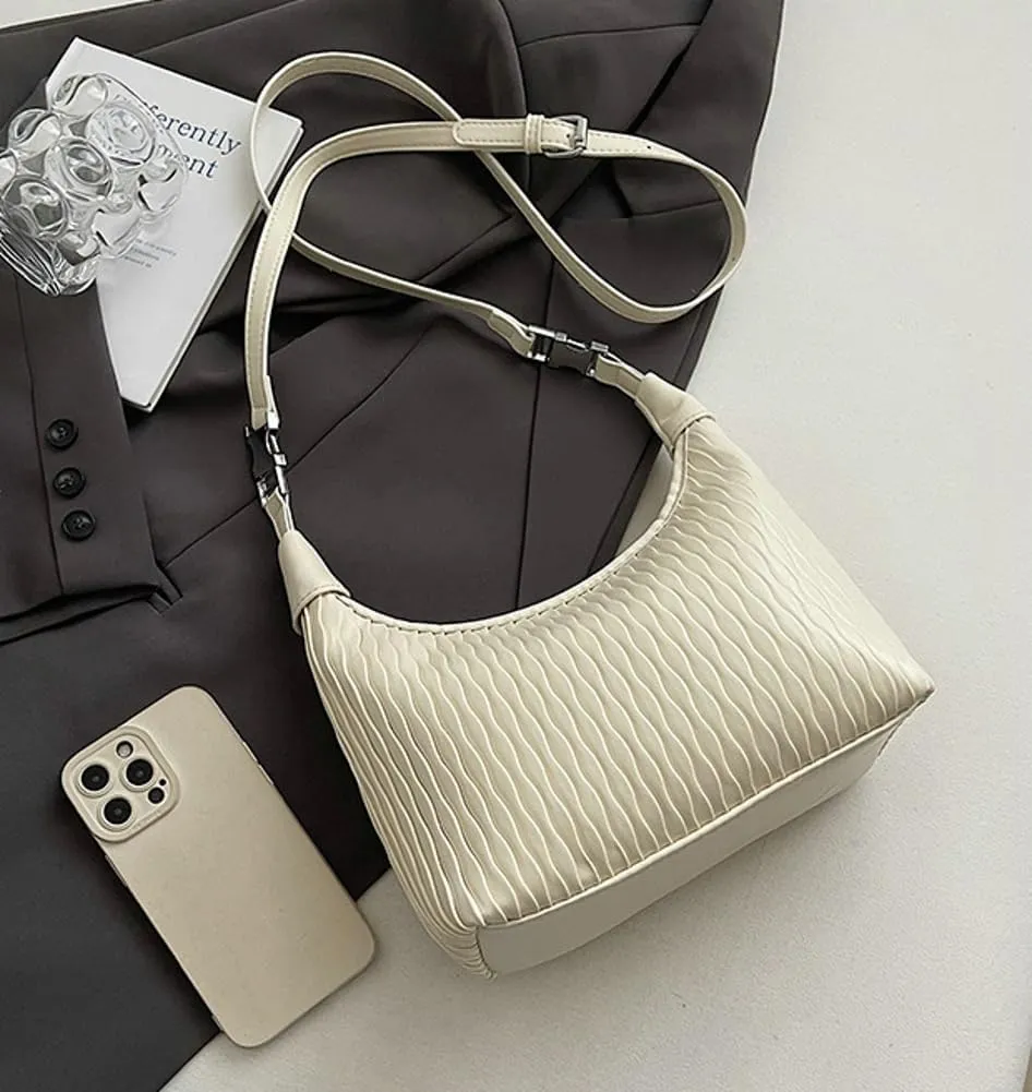 Slouchy PU Leather Crescent Hobo Bags Women Trendy Underarm Shoulder Bag Top-Handle Tote Handbag Cute Crossbody Purse