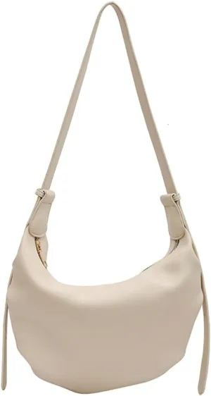 Slouchy PU Leather Crescent Hobo Bags Women Underarm Crossbody Purse Trendy Satchels Shoulder Bag Top-handle Tote Handbag