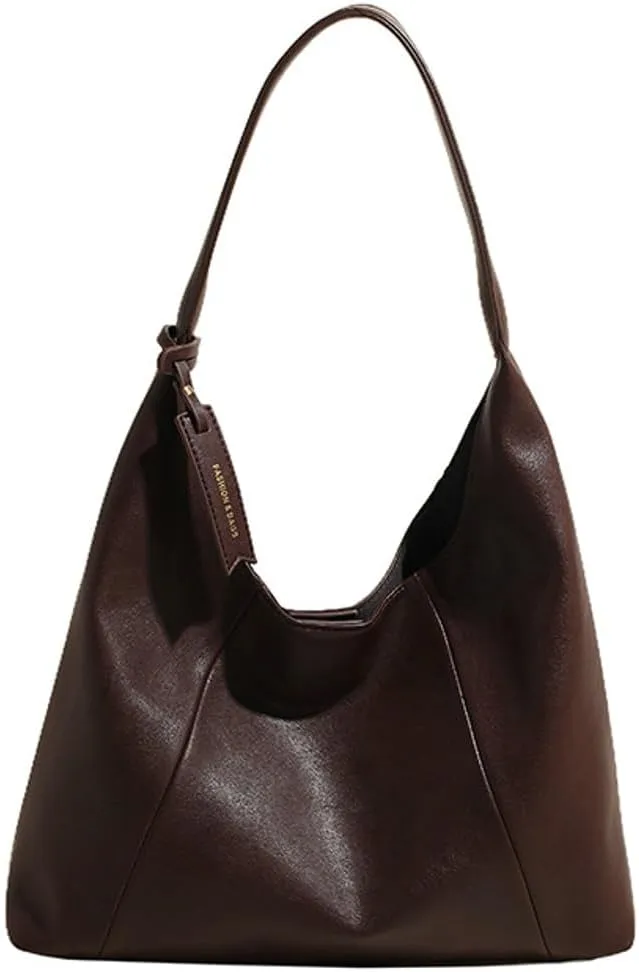 Slouchy PU Leather Hobo Bags Women Trendy Shoulder Bag Crescent Crossbody Purse Satchels Bag Top-handle Tote Handbag
