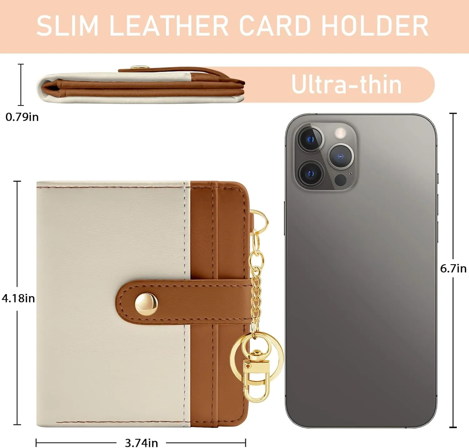 Small Ladies Wallet, Rfid Slim Thin Compact Credit Card Women Wallet, PU Leather Bifold Cash Wallet, Zipper Coin Pocket & ID Window, Female Gifts Beige and Brown