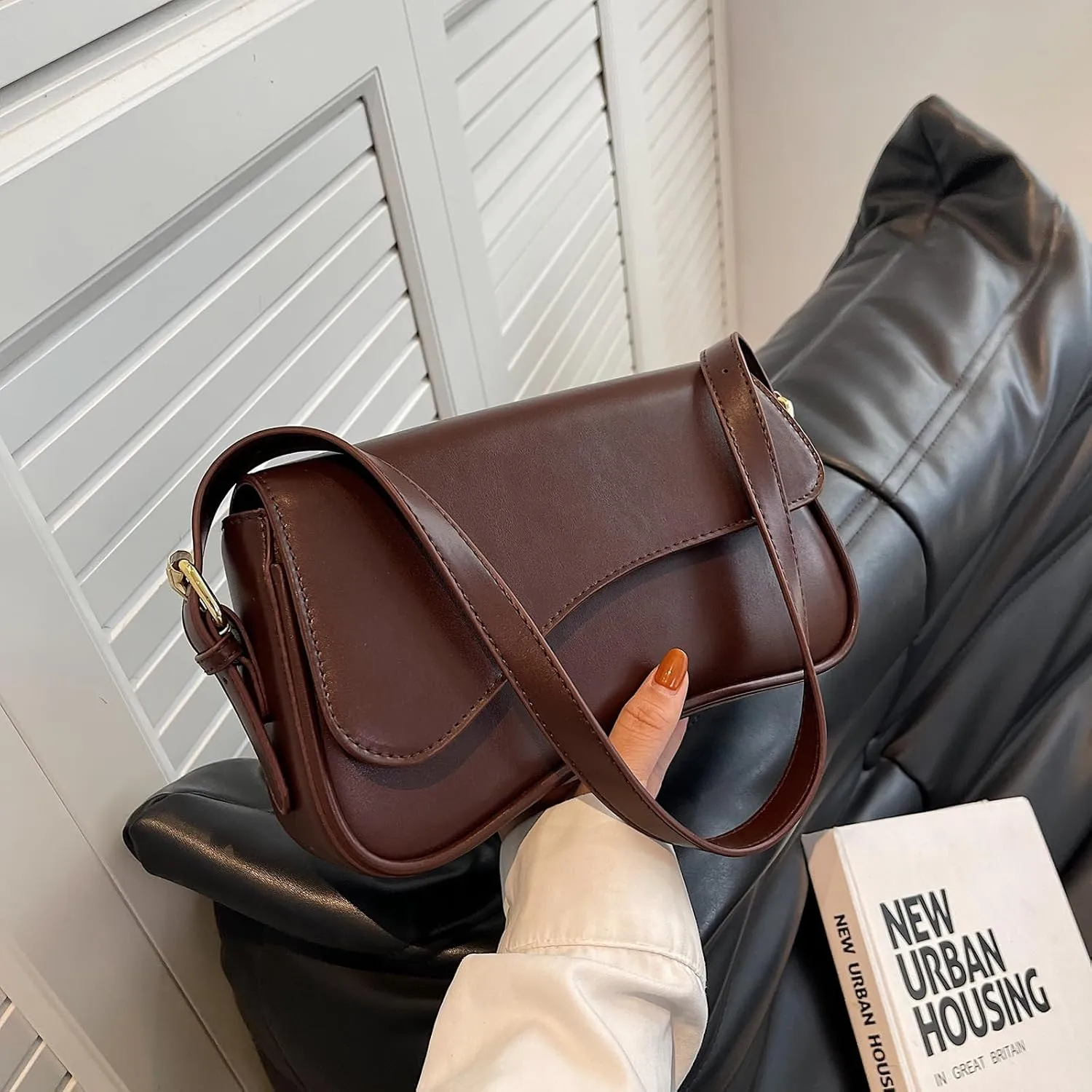 Small Shoulder Bag for Women Clutch Hobo Crossbody Tote Handbag with Zipper Retro Genuine Leather Bags