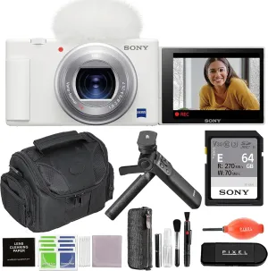 Sony ZV-1 Digital Camera Bundle with ACCVC1 Vlogger Accessory Kit, Gadget Bag, Card Reader, More | Sony ZV1 Point & Shoot Camera for Content Creators, Vlogging and YouTube
