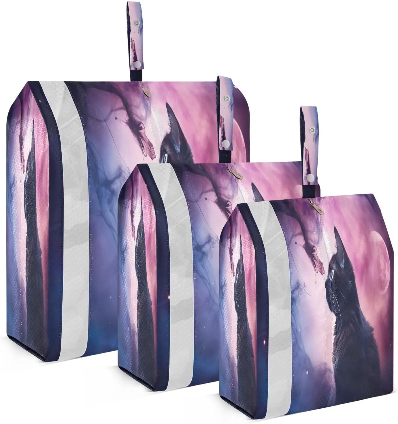 Space Cat Starry Sky Compression Packing Cubes for Travel Packing Organizers Large Luggage Organizers Bags for Women Men Travel Luggage