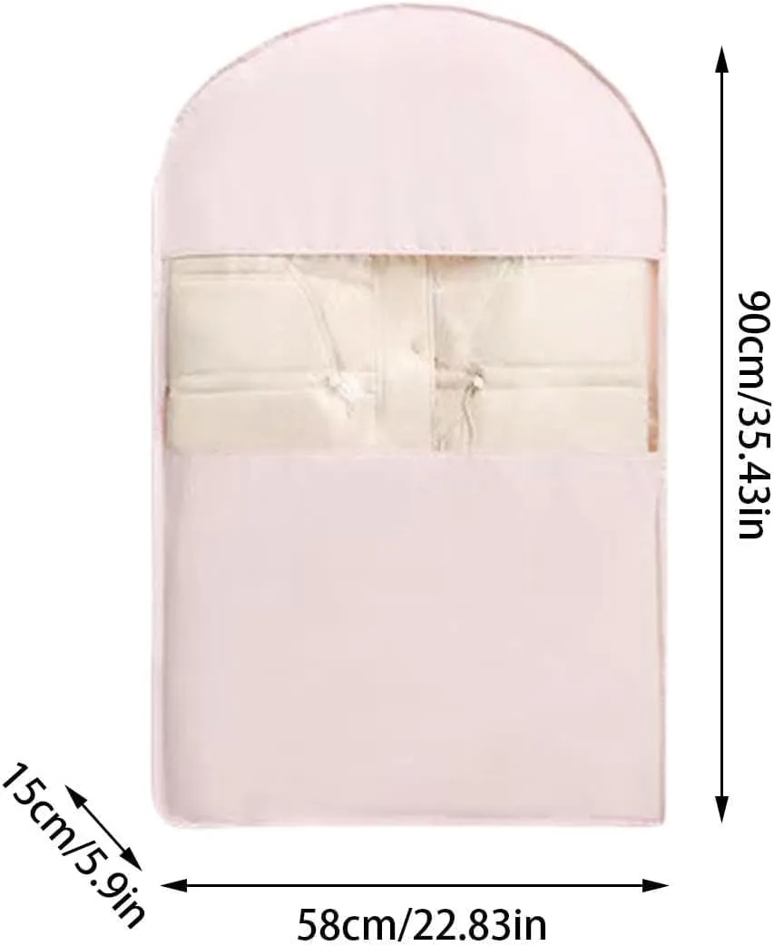 Space Saving Hanging Garment Bag with Self Compression Zipper,2025 Upgrade Space Saver Closet Organizers,Winter Coat Storage,Dust Cover Clothes Bags for Down Coat (Pink, 90X58X15cm)
